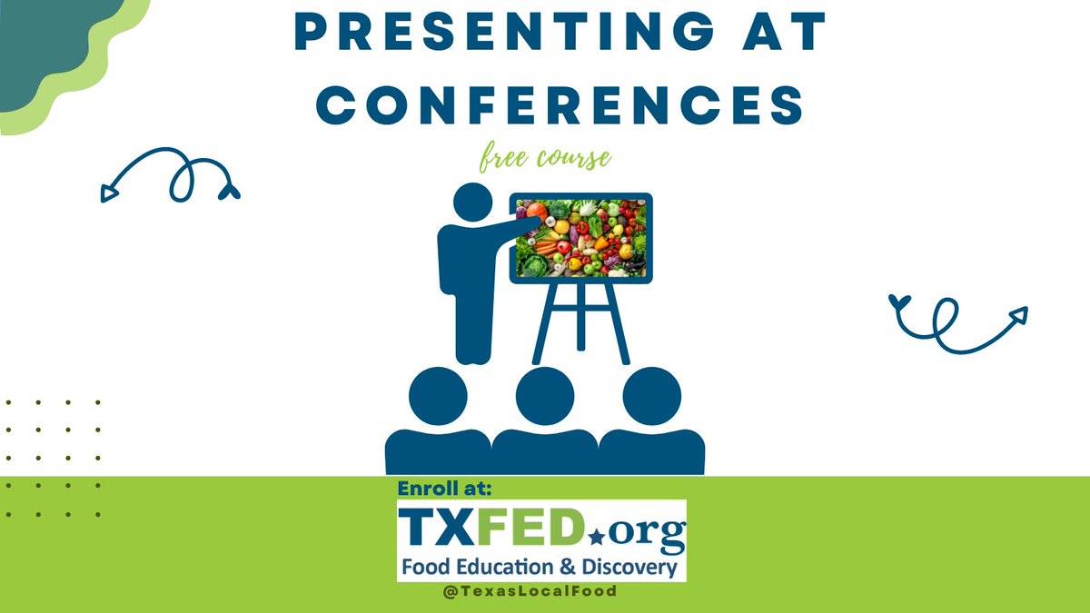 Sign up for the Presenting at Conferences course at TXFED.org to access expert advice on preparing and delivering engaging presentations. <a href="/TexasLocalFood/">TexasLocalFood</a> <a href="/CommonMarketTX/">The Common Market Texas</a> <a href="/TOFGA/">TOFGA</a> @TXExtension <a href="/FarmshareATX/">Farmshare Austin</a> @TFMMueller @TFMLakeline @GrowNorthTexas <a href="/USDA_AMS/">USDA Ag Mktg Service</a> <a href="/FMCorg/">Farmers Market Coalition</a>