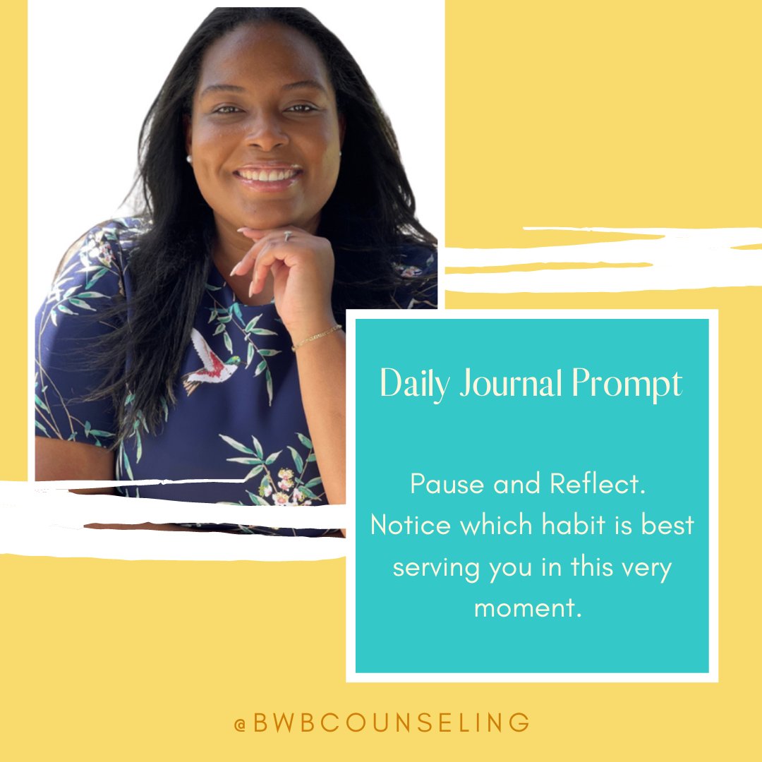 bwbcounseling's tweet photo. Daily Journal Prompt โ๏ธ
Pause and Reflect.
Notice which habit is best serving you in this very moment.
- BWBCOUNSELING
#dailyreflection #journalingprompt #mentalhealthawareness https://t.co/1yEXvOvMIS