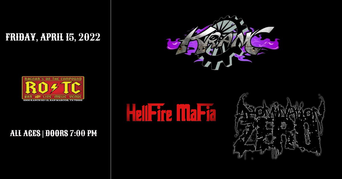 Come check out HFM live !!
Friday April 15th at Ragnars On The Compound <a href="/ragnars_otc/">RAGNAR'S ON THE COMPOUND</a>  in San Marcos, Texas. #hardrock #livemusic #rock #Texas