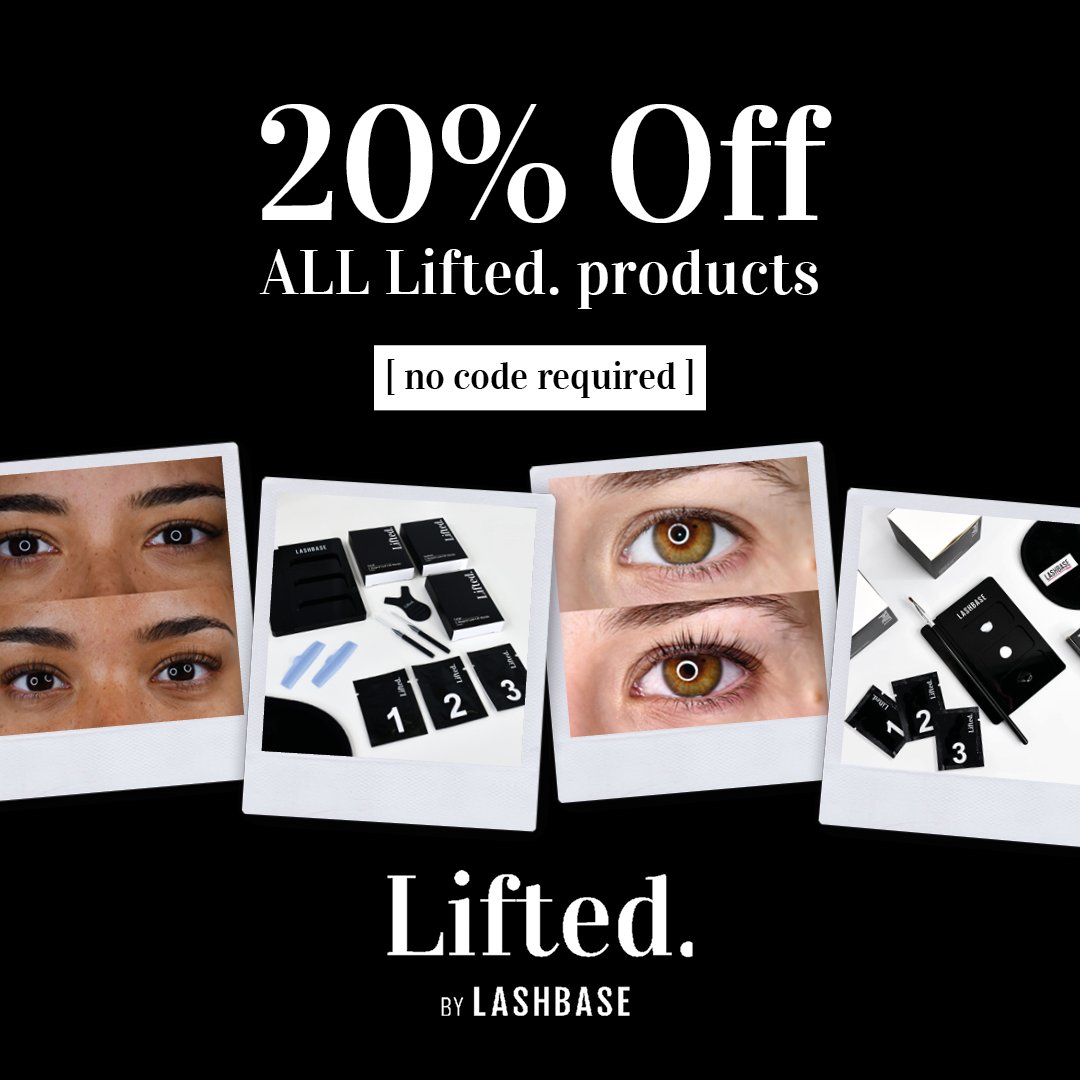 LashBase's tweet photo. Get 20% off ALL Lifted products this week!✨

No code required - shop on https://t.co/YcbVKEGyI9

This offer will end on Sunday at midnight🖤 https://t.co/1gQYEvUAby