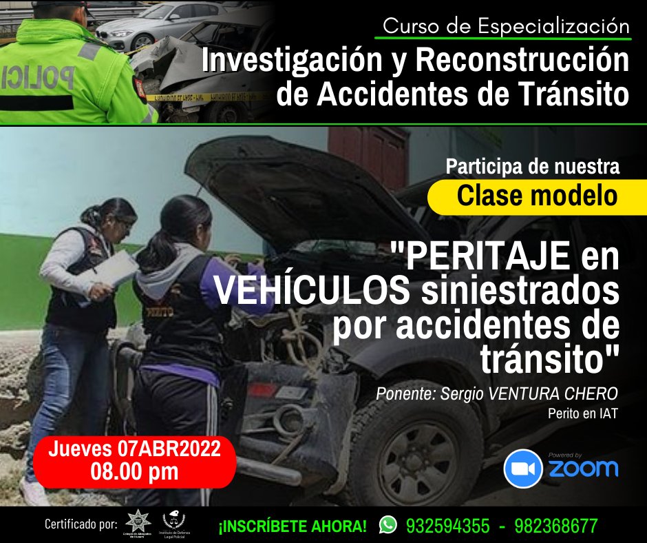 InstitutodeDef1's tweet photo. 😎Clase modelo 🤓🧑‍🏫
Vive la experiencia de participar en el Curso de Especialización en Investigación y Reconstrucción de Accidentes de Tránsito. 
Totalmente ✨ GRATIS ✨
Para participar:
Completa el formulario:
 https://t.co/P9OmkmmnkE https://t.co/x8Sb7IzG7O