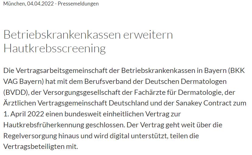 BKKLVBayern's tweet photo. #Betriebskrankenkassen erweitern Hautkrebsscreening
Die Vertragsarbeitsgemeinschaft d. Betriebskrankenkassen in Bayern (BKK VAG Bayern) hat mit dem @BVDD_de und anderen Partnern einen bundesweit einheitlichen Vertrag zur #Hautkrebsfrüherkennung geschlossen
https://t.co/wnY3cpK9d8 https://t.co/oN6T6UMIn6