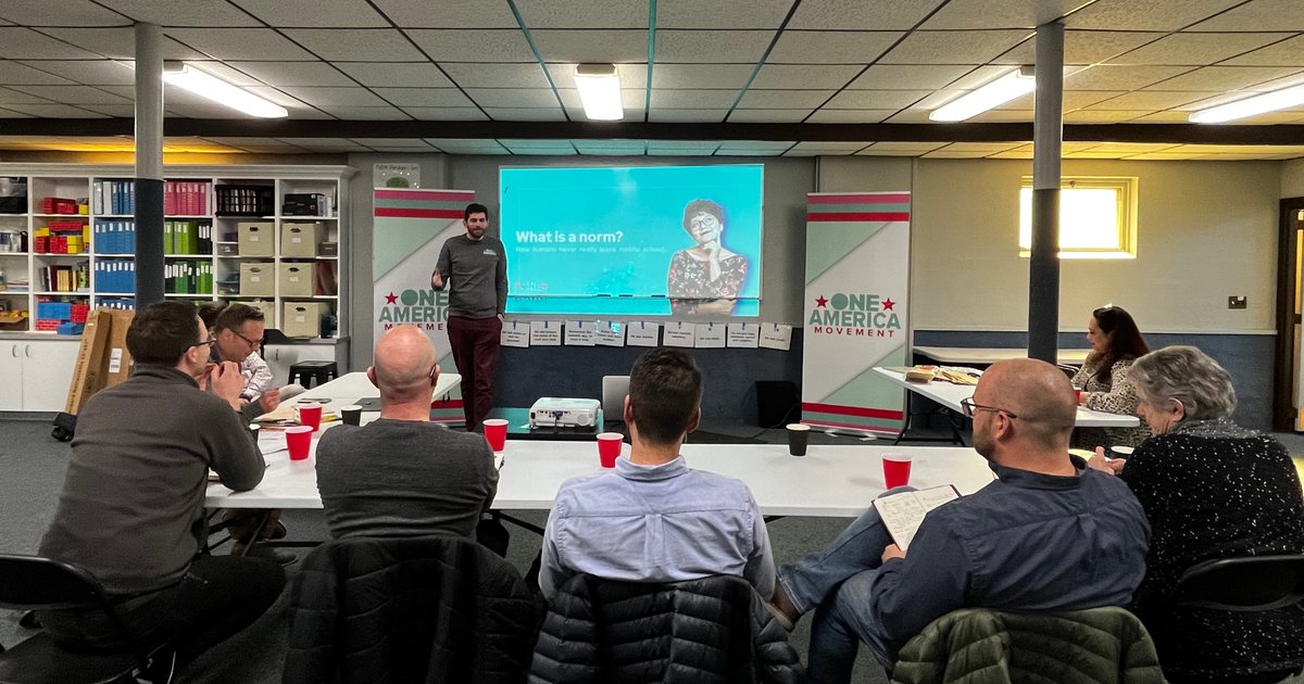 One America Movement's Tom Breeden and Kevin McIntosh facilitated a Religious Leaders training in Grand Rapids. Leaders came together for a day-long training to think through why toxic polarization is happening and how they can push back against it in their congregations.