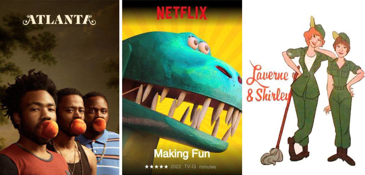 Media_Professor's tweet photo. The last 12 TV episodes that I’ve watched:
#Atlanta
#MakingFun
#LaverneAndShirleyInTheArmy
#BetterThings
#BabyBob
#MyMotherTheCar
#HighScore
#ThermaeRomaeNovae
#MagicForHumans
#QI
#AbbottElementary
#TheBradyBunch https://t.co/8xQbZGl7wI