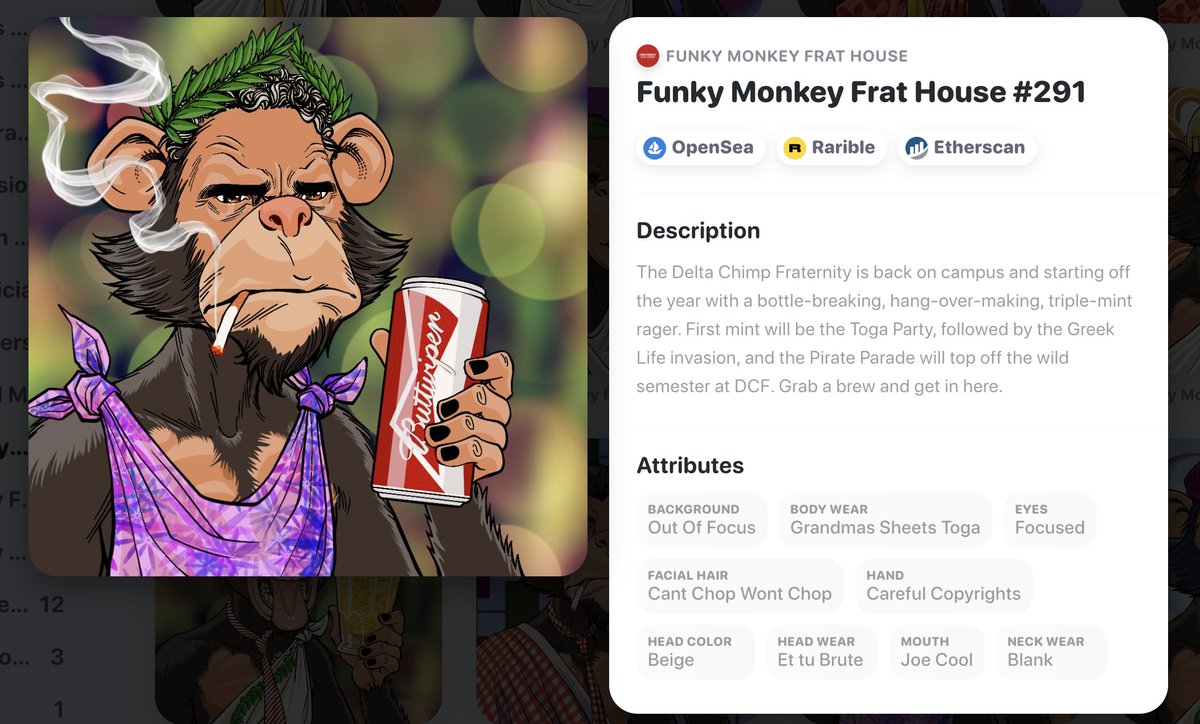 The @FunkyMonkeyFH #FMFH collection is part of a fantastic project by #Marvel/#DC/#GameOfThrones <a href="/OfficialTCGCoin/">TCG World</a>, @metabntyhntrs artist <a href="/FratMonkey/">Jasmin Singh</a> that is not only visually stunning but also a) hilarious &amp; b) full of so much dang utility! 

#NFTsUHodl #NFTCommunity