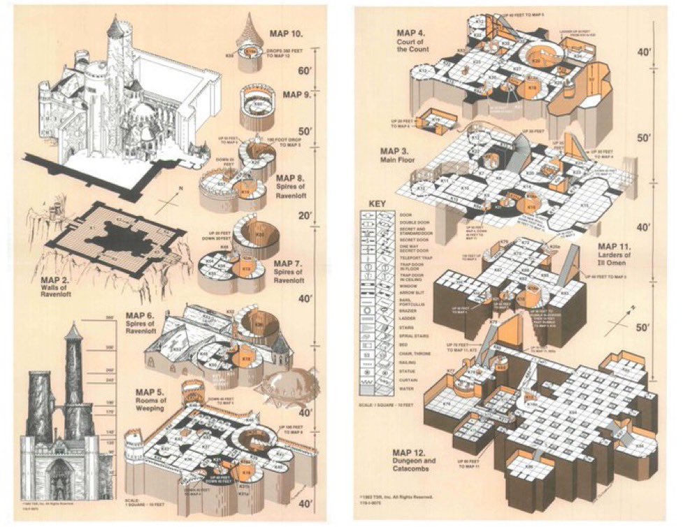 Drew the maps of Castle Ravenloft for AD&D Cover of AD&D DMG and MM...