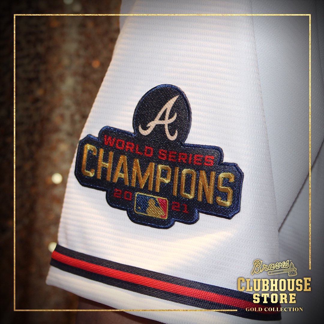 Braves Retail on X: ✨Introducing the World Champions Gold Collection!✨  Available at 12pm at the Braves Clubhouse Store at Truist Park! Collection  includes replica and authentic jerseys, on-field 59Fifty caps, as well
