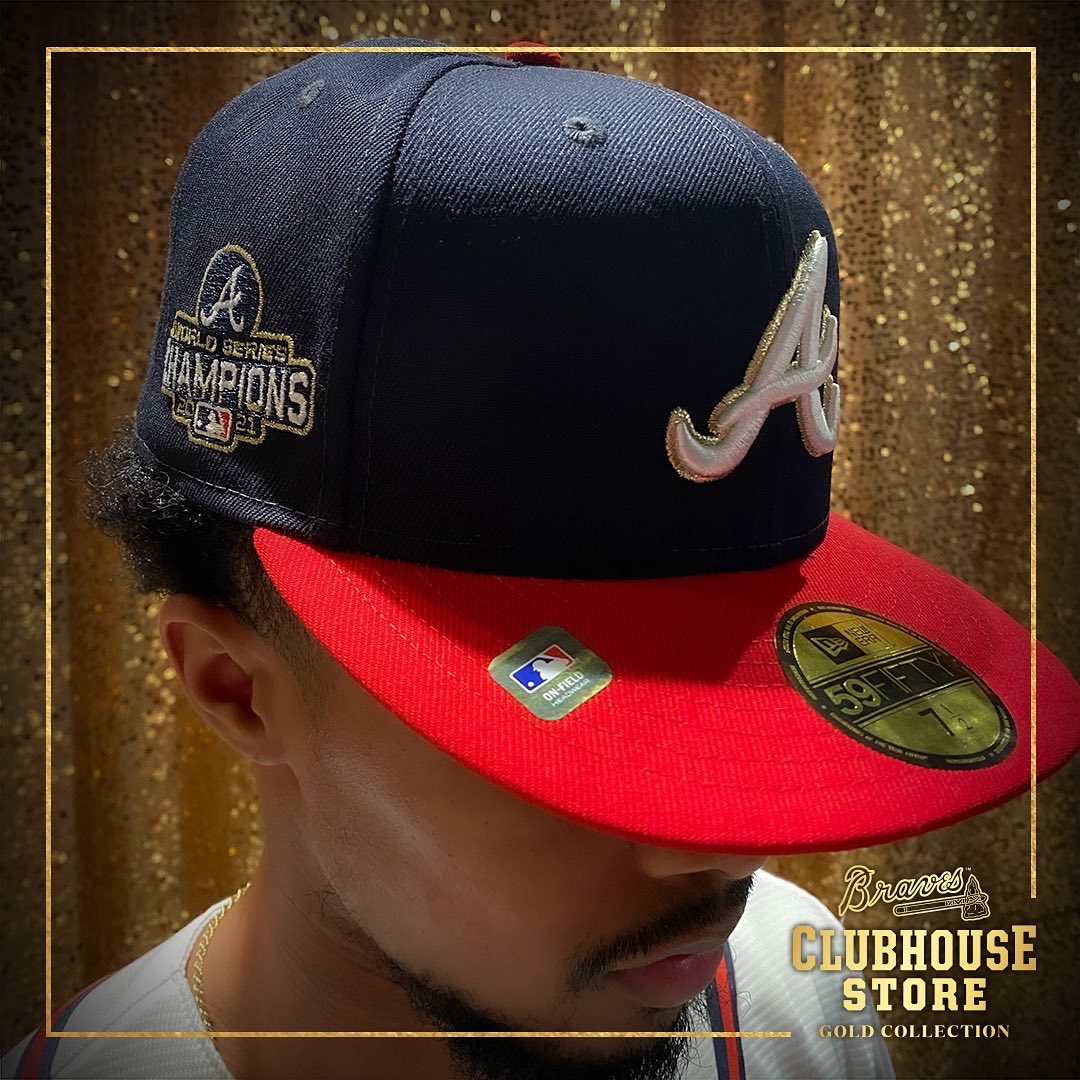 Braves Retail on X: ✨Introducing the World Champions Gold Collection!✨  Available at 12pm at the Braves Clubhouse Store at Truist Park! Collection  includes replica and authentic jerseys, on-field 59Fifty caps, as well