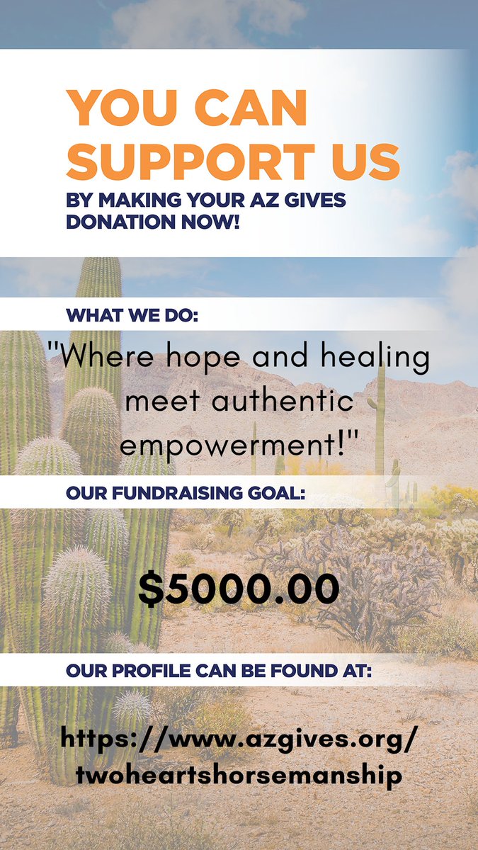 twohearts_horse's tweet photo. #azgivesday is today and tomorrow! noon-noon.  Help us make a lasting difference!  
::
#horses #healing #hope #therapy #ptsd #verterans #arizonayouth https://t.co/RDiEMytlL3