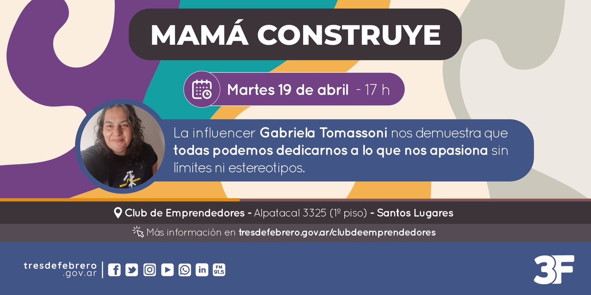 FernandaParent's tweet photo. #MamaConstruye en 3F!
El 19 de abril a las 17hs Gabriela Tomassoni  nos cuenta su experiencia de vida y de trabajo en un relato inspirador que busca alentarte a ver oportunidades en lugar de barreras. Charla gratuita 
Inscribite👉🏼 https://t.co/EcXFKhdoGT
@danielavramos @dievalen https://t.co/NCKWv3KJq2