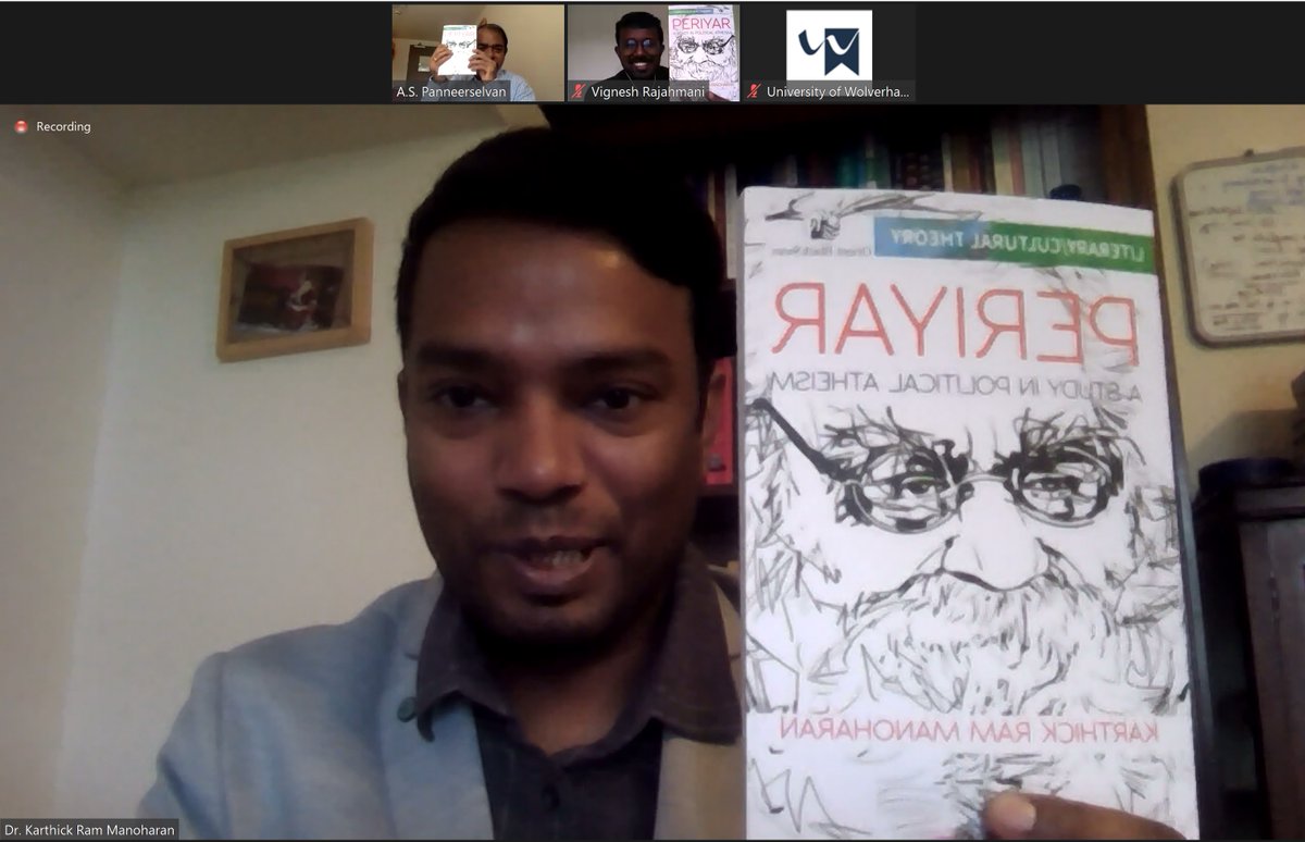 CasteFreeH2020's tweet photo. @KRManoharan's book, a key output from the #CasteFree @MSCActions project, 'Periyar: A Study in Political Atheism' was launched at @wlv_uni today, with senior journalist AS Panneerselvan and KCL research student @krvtweets
Taking Periyar to global academic conversations! https://t.co/ORhpGkjm9f