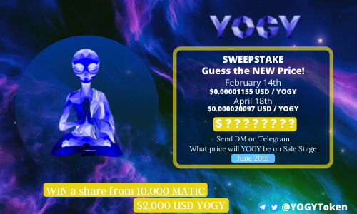 YOGYToken's tweet photo. #Sweepstake begins NOW! Send DM with the answer to WIN #MATIC and #YOGY!
Delivery will begin April 6th on Polygon Network!
#tokensale #airdrop #nftcommunity #nftartist #nftart https://t.co/jnPdYfNUUi