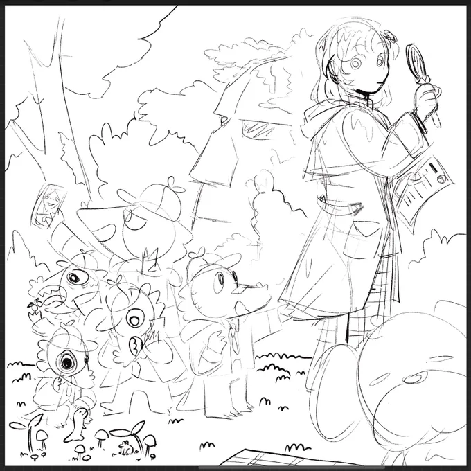 been too busy with work but i really wanted to draw for myself so i sketched watson and the gators 🕵️‍♀️🔍🐊

(based on the imagination station members' stream) 