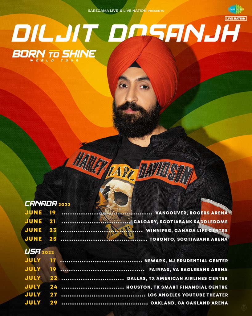 diljitdosanjh's tweet photo. https://t.co/rhH46nqFPg

“ 𝐁𝐎𝐑𝐍 𝐓𝐎 𝐒𝐇𝐈𝐍𝐄 “  World Tour 🌍 2022 🤟🏾 

Ticket information available at https://t.co/dPD5MnVddY and https://t.co/cEJORy7g5b. 

Use code LOVER for Artist Presale.

ਓ ਐਮ ਜੀ ਹੋ ਜਾਣਾ ਕੰਮ.. 😁 https://t.co/5eUkzCXb0T