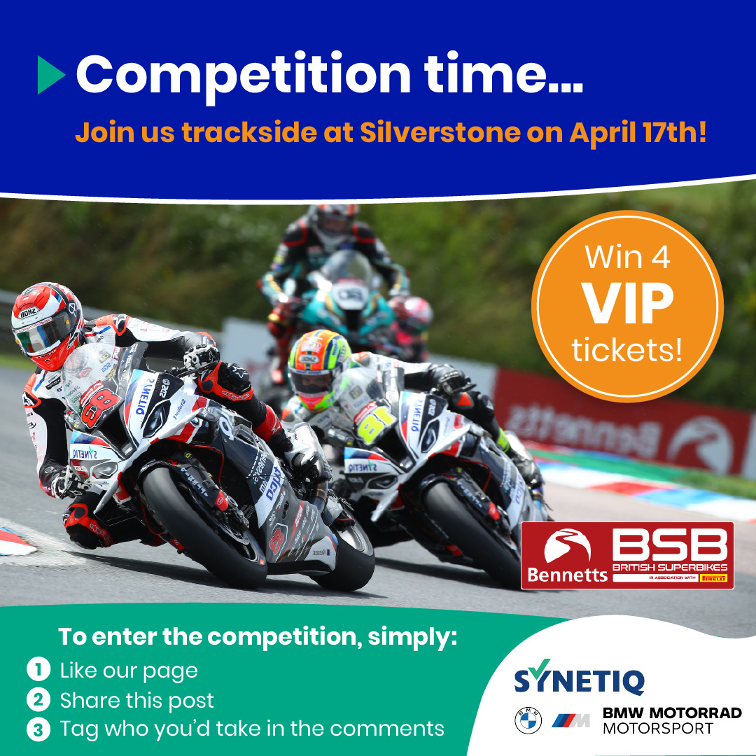 Synetiqltd's tweet photo. To kick start the superbikes season we’re giving away 4 VIP tickets to Silverstone on April 17th for one lucky winner🏍️

All you have to do is follow our page, share this post and tag your superbikes crew in the comments.

 @SYNETIQBMW   @dannybuchan83   @AndrewIrwin8 https://t.co/kunQwaUwQ3