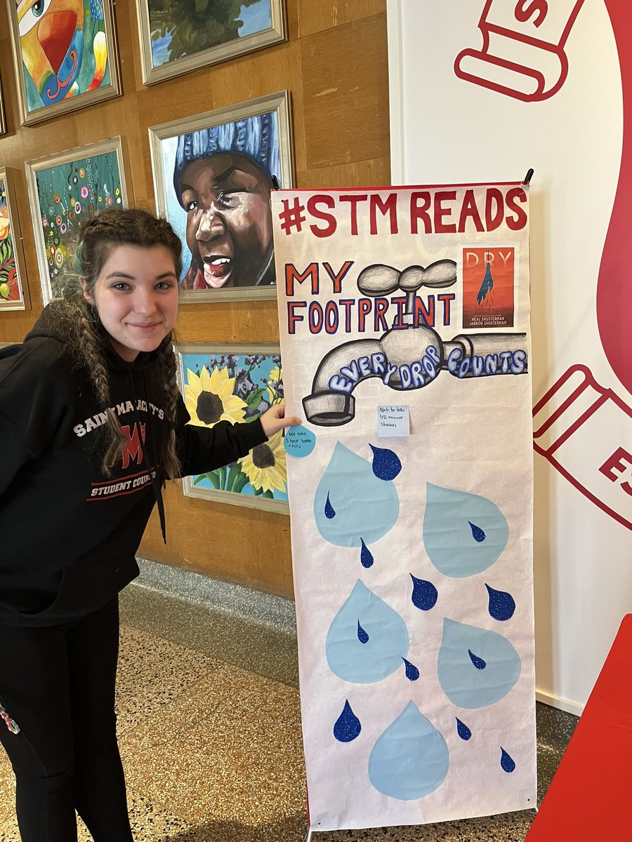 STMCommons's tweet photo. Hayden our Diversity Rep for Student Council encouraging Saints to reduce their water consumption! #STMReads https://t.co/T9et4jr7yB