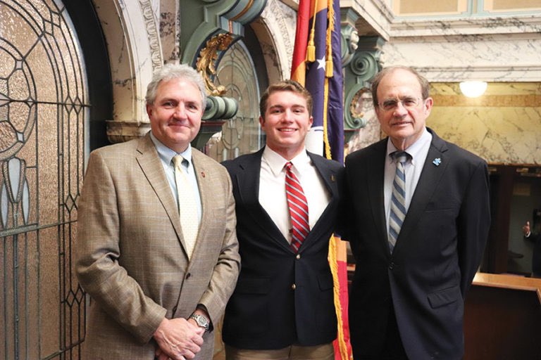 CaledoniaBB's tweet photo. Senior Will Donald recently served as a page in the Mississippi Senate. Thanks to Senator Chuck Younger for the opportunity given to a great team leader. #AIE https://t.co/RG5tBI8vRF