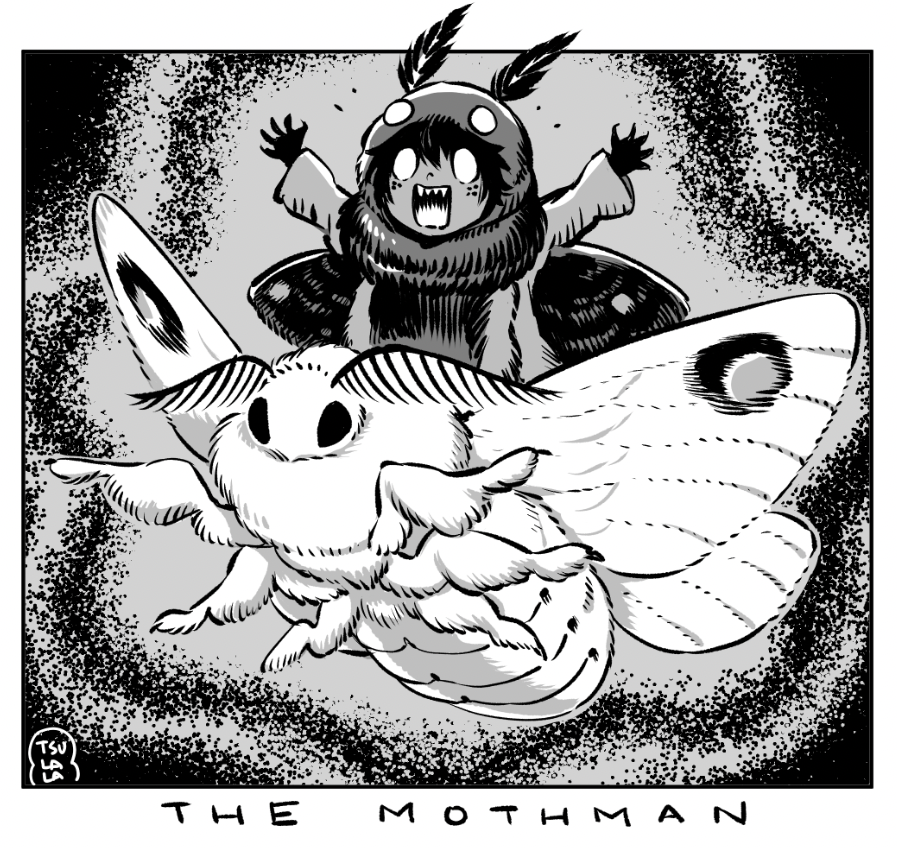 11 - The Mothman
#MonsterMarch2022 

had to take a social media break, but here's the last of my monster march entries! may the mysterious mothman bless you with a visit someday🤍 