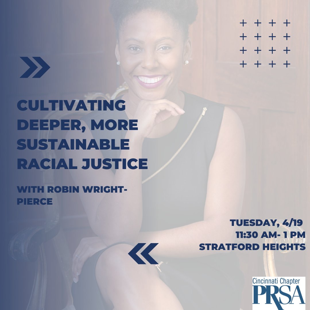 Join us on Tuesday, April 19 at 11:30 a.m. for the 1st in-person lunch &amp; learn since 2020! Robin Wright-Pierce will share a framework for how we can begin to embark on deeper, more transformative racial justice.  

Learn more &amp; register at: bit.ly/3DJ6n3e 🤩 #CincyPRSA