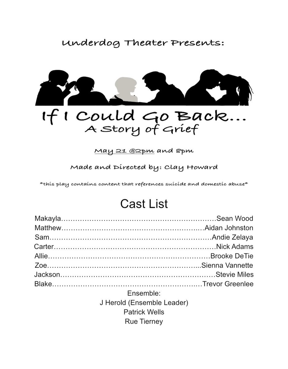 Cast list is out! Thank you to everyone who auditioned. Save the date, May 21st at 2 &amp; 8 PM.