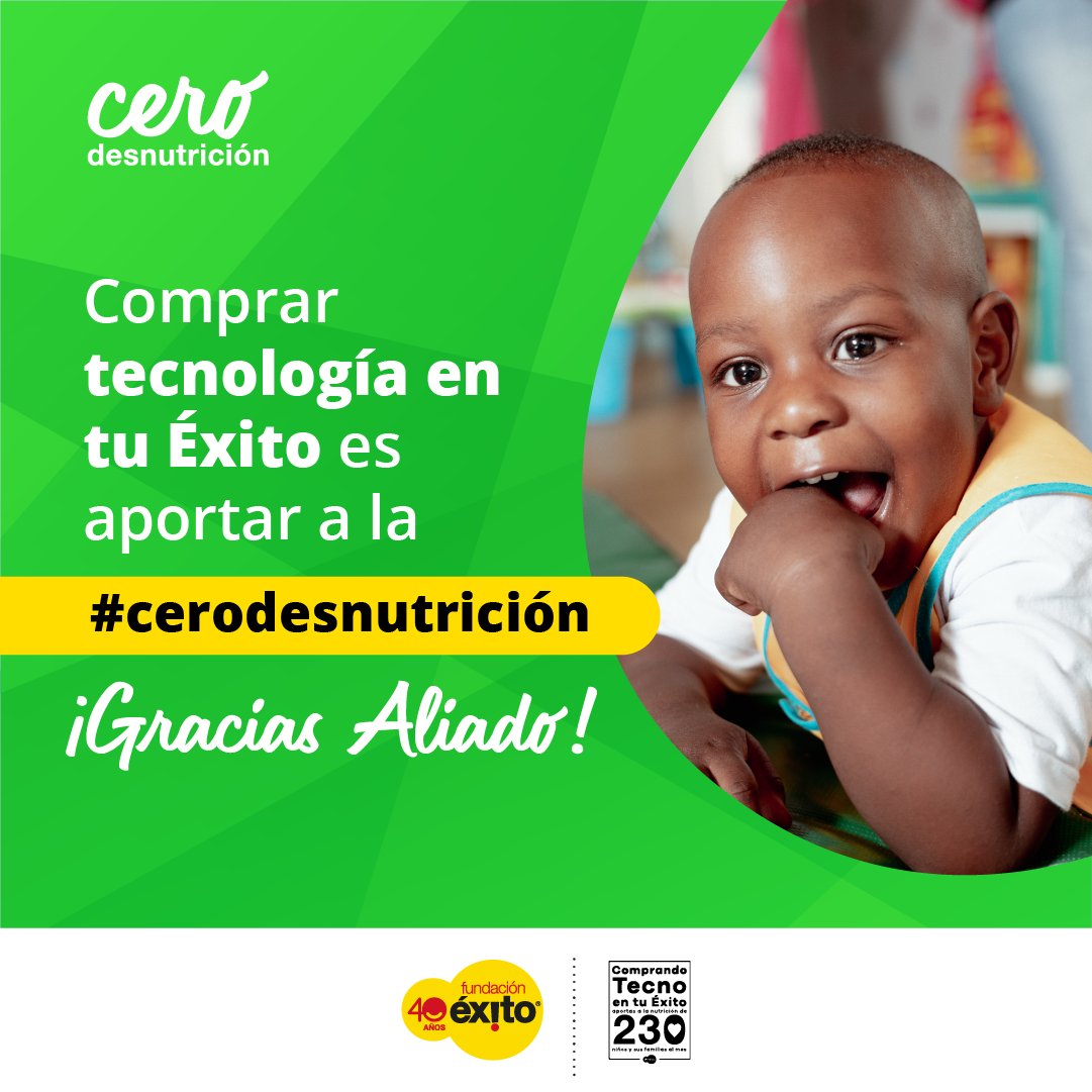 Fundacion_Exito's tweet photo. Gracias al negocio #Electrodigital, hoy seguimos creyendo en el poder de que unir voluntades nos hace más fuertes para enfrentar la desnutrición crónica en niños y niñas.
¡Juntos estamos avanzando! 👏
#AliadoPorLaNutrición #CeroDesnutriciónCrónica https://t.co/1vv8W4JNrn