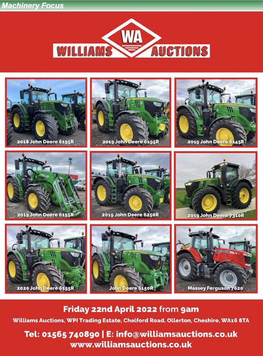 WilliamsAuct's tweet photo. UNRESERVED Auction On-site &amp; Online 22nd April 2022
@MachTraderUK https://t.co/eAzXsgI7Yq