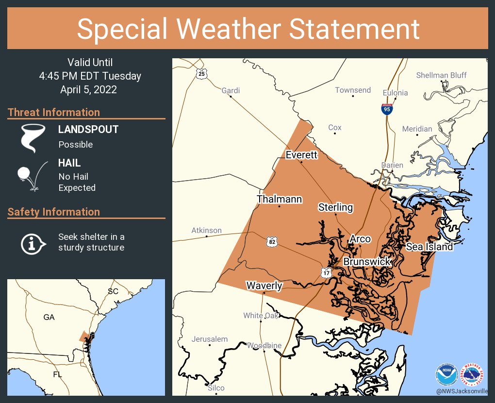 NWS Jacksonville on Twitter "A special weather statement has been issued for Brunswick GA
