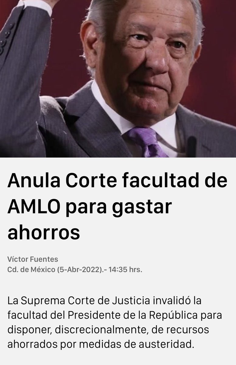 JTrianaT's tweet photo. Otro revés al Presidente, la SCJN le cerró la llave de la 'partida secreta' que se había auto regalado en su ley de austeridad republicana. https://t.co/cXwAU9vI0C