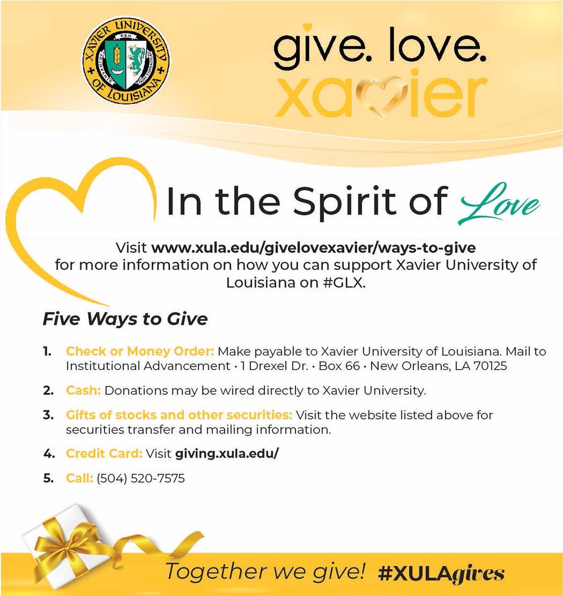 XULA_2022's tweet photo. Today is https://t.co/ZAp4e586ym.Xavier day and here are ways you can give. Let's Geaux!https://t.co/r28T8sN2CX

Use the QR code to donate on behalf of the senior class! No donation is too small! Let’s see how much money we can raise for our beloved institution!!🥳🤑
#GLX2022 https://t.co/pKCUiiJCBb