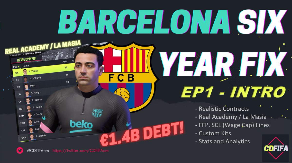 CDFIFAcm's tweet photo. New Career Mode Series - Barcelona 6 Year Fix Episodes 1 and 2 Out now!

Real Contracts, Academy players, FFP and Salary cap with Rules and Fines etc 

https://t.co/FdnQhjXdio

#fifa22 #fifa #careermode #FCBarcelona #Barcelona #lamasia #Xavi https://t.co/D2W4O1d6N6