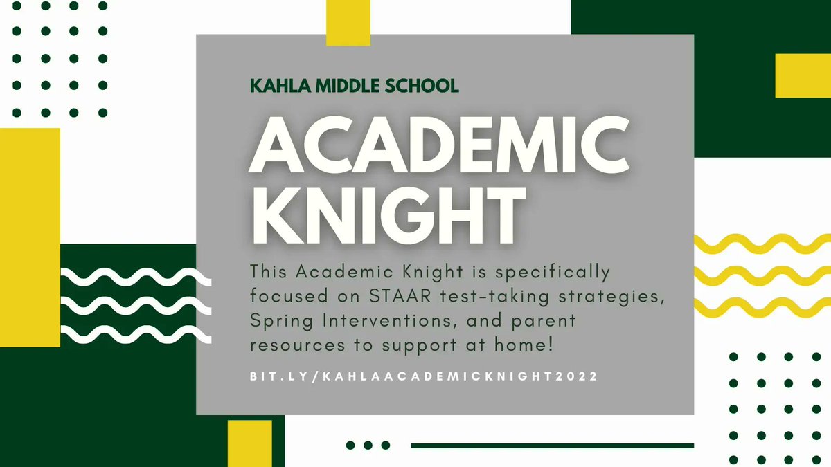 kahlams's tweet photo. Our Spring Academic Knight has gone virtual! Visit the following link to view and hear about different ways you can support your Knight as we prepare for STAAR testing.
https://t.co/p6nrDkDRp9
#Building2bBest #EveryKnightEveryDay https://t.co/HE5q0HFyUl
