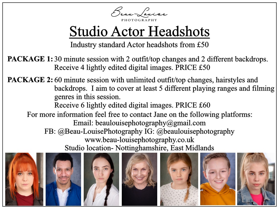 BeauLouiseTog's tweet image. Actor Headshot Pricelist:
#actorheadshot #headshotphotographer #Eastmidlands #Nottingham #Nottinghamshire  #headshots #studioheadshot #actor #industrystandard #agency #film #tv #casting #audition #spotlight
