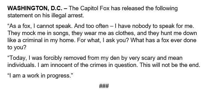 thecapitolfox's tweet photo. PLEASE SEE MY OFFICIAL STATEMENT BELOW! https://t.co/n2nKZ2kGao
