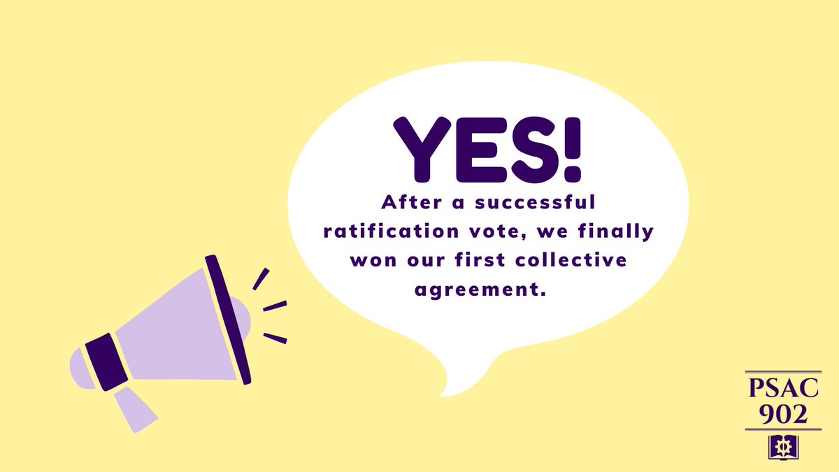 Results of our Ratification Vote are in and the vote has passed!! 

We are excited to announce that more information about retroactive pay and other details will be forthcoming once the university has ratified on their end. 

#PSAC902 #LaurierTAsUnited