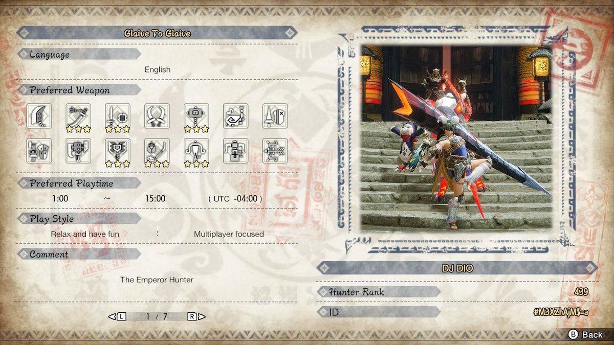 DJNO27432434's tweet photo. #MHRise #MonsterHunterRise #NintendoSwitchOledModel Monster Hunter Rise Guild Card https://t.co/1t1twxNwux