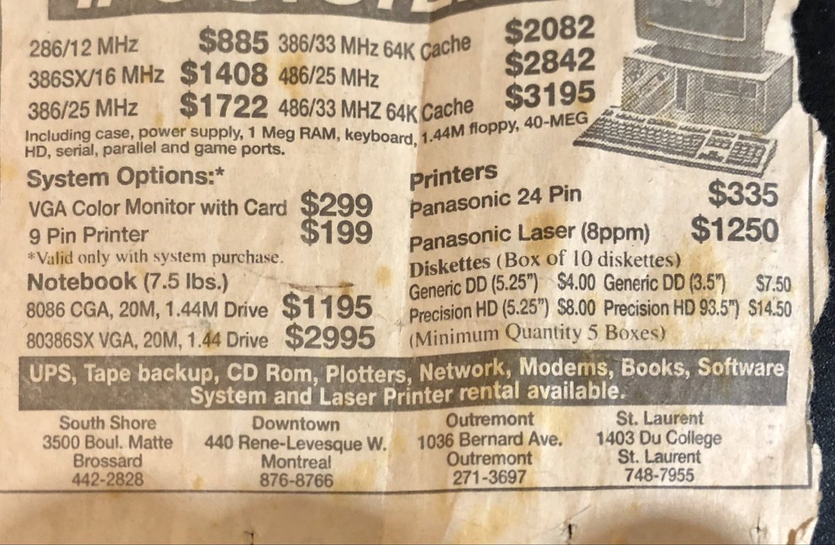classictechnica's tweet photo. @vswitchzero The 386/25 was a little more affordable then. The /33 was out and the 486dx/33 was the high end. 386sx/16 had the low cost market. Think this was a few months before I got mine. 286 was pretty much done in by 386sx. https://t.co/4wqKZ7UmIs