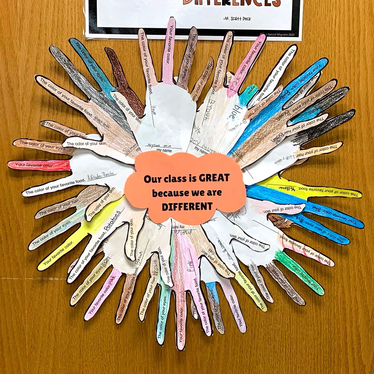 Mrs_Brozovic's tweet photo. Celebrating our differences this month during morning meeting! •
•
•
•
•
•
#eyms #EYKnightsLearn #EYedge #middleschool #middleschoolteacher #middleschoolela #live2teach #mrsbrozovic #englishlanguagearts #teacher #yearfour #morningmeeting #diversity https://t.co/anqt2fMjKr