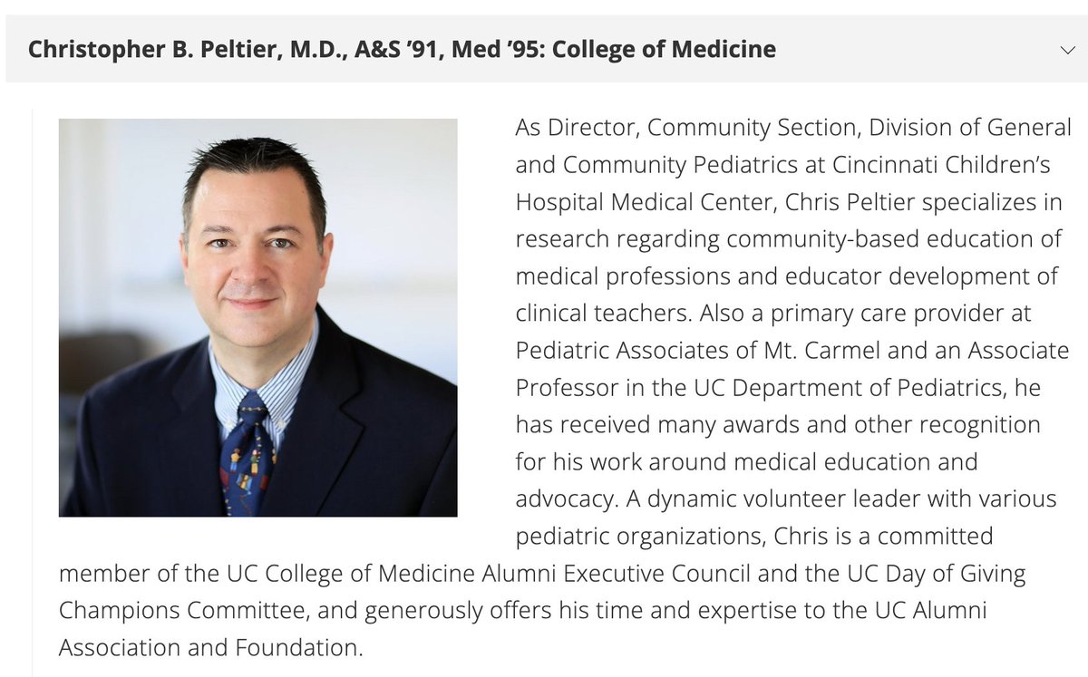 Pedsmtcarmel's tweet photo. Congratulations to our own @cpeltier007 for being recognized by the University of Cincinnati with an Outstanding Alumni Award. We're lucky to have you on our team! https://t.co/NOaMR2NePg https://t.co/RtZLiERHdy