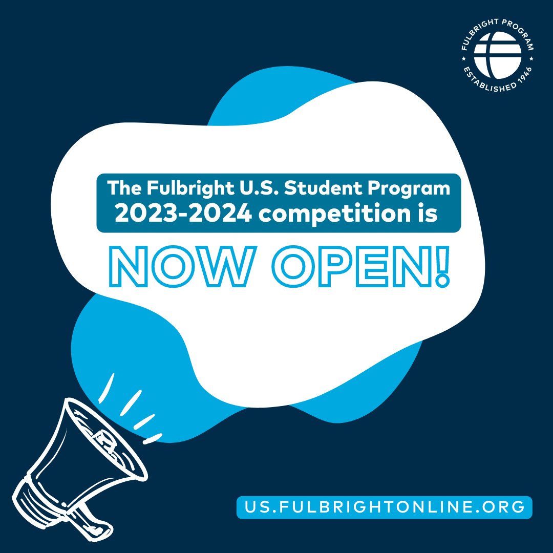 ONSUTC's tweet photo. Applications are now open! Contact the Office of National Scholarships at national-scholarships@utc.edu for more information! #Fulbright https://t.co/xWIJAsNaSy
