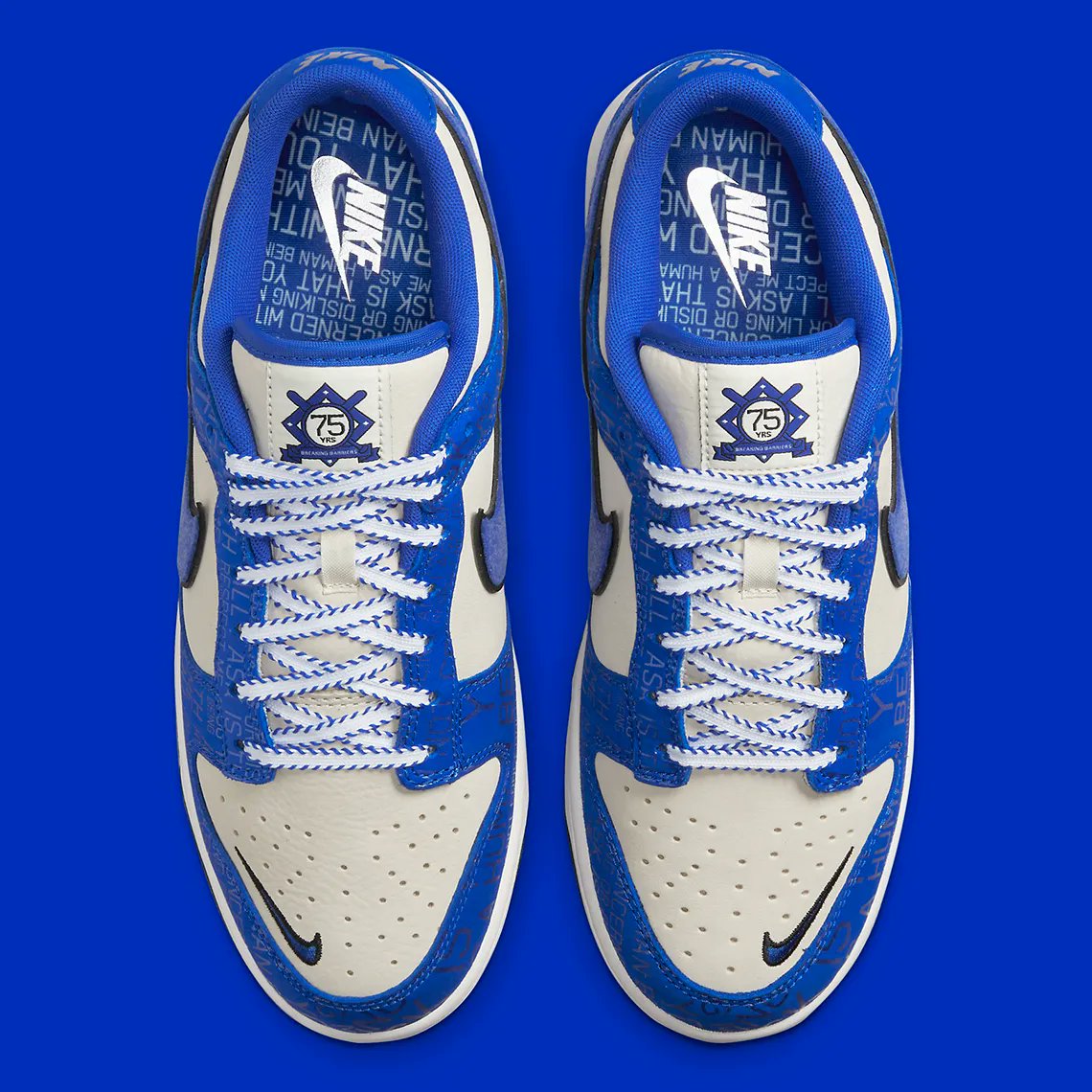 SneakerNews's tweet photo. Official images of the Nike Dunk Low "Jackie Robinson" in adult/men sizes https://t.co/0AEFmp3cry
