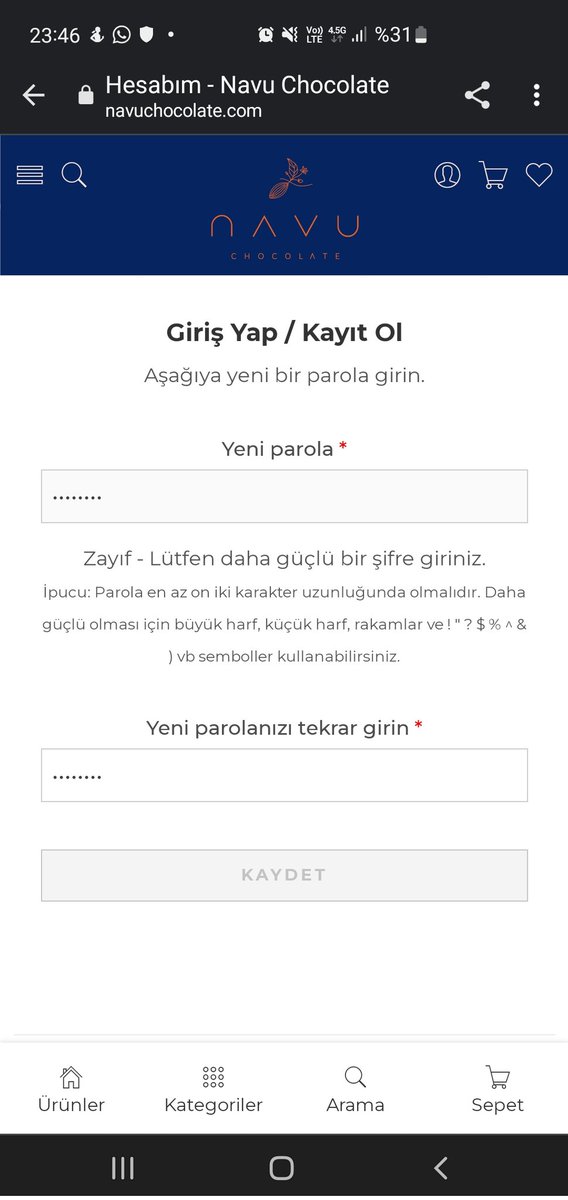 12 karakter şifre ne bulayım