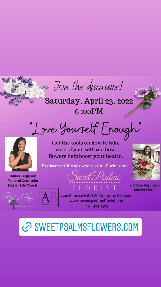 msdaliah's tweet photo. You are invited to this free event "Love Yourself Enough" On April 23, 2022. This event will aid you on your continued journey to Self-Love and Self-Care.  Click on the link to register and bring a friend or two 

https://t.co/cxMKWT5Hb9 https://t.co/OsvUnrQT75