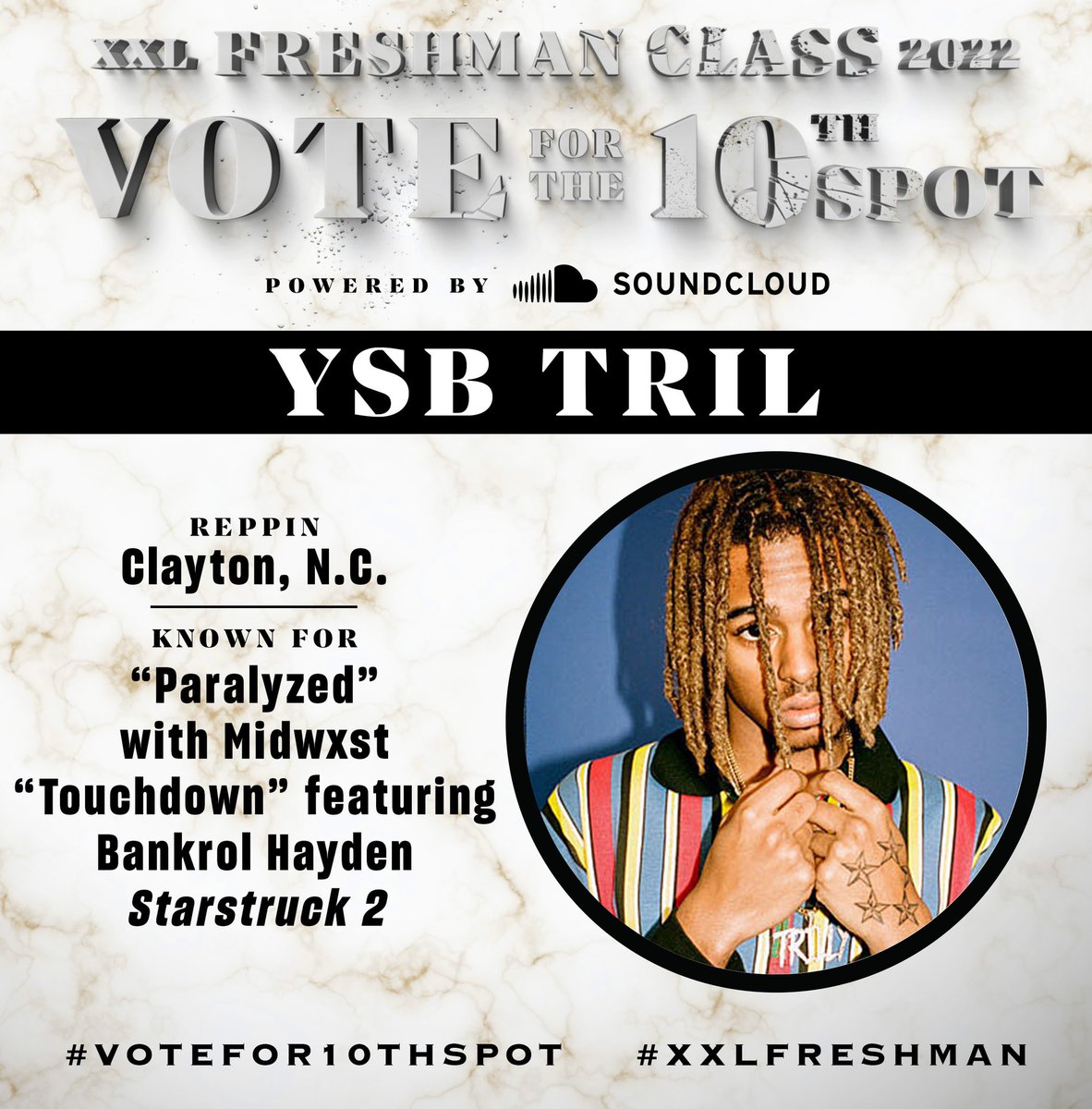 XXL's tweet photo. 🏆 VOTE FOR XXL FRESHMAN 2022 

👤 @ysbtril 

➡️ VOTE HERE https://t.co/C5035VT5nf

Powered by @SoundCloud https://t.co/k3eefjyUe9