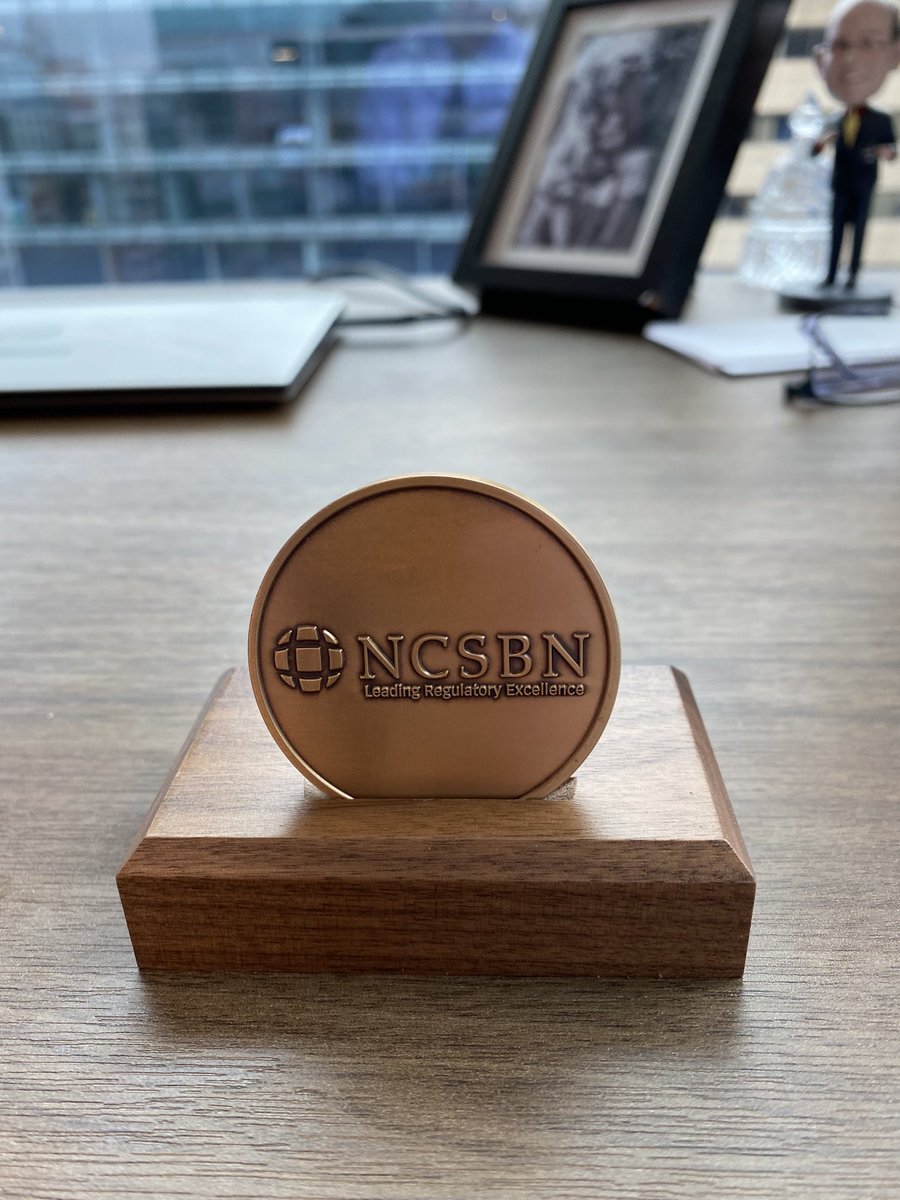 Got an awesome #challengecoin from ⁦<a href="/NCSBN/">NCSBN</a>⁩ for my presentation to their Board of Directors. Great day!
