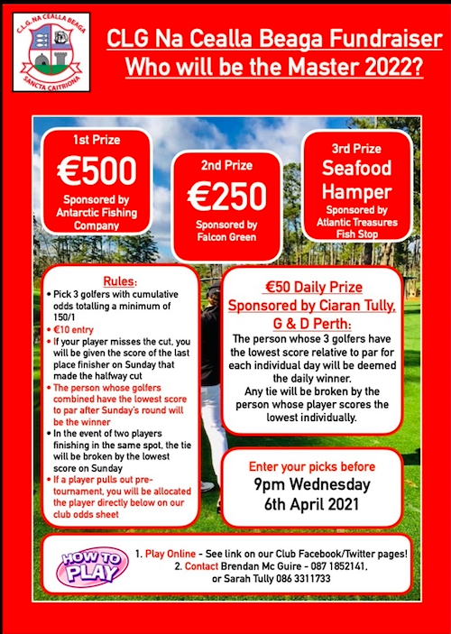 KILLYBEGSGAA's tweet photo. Who Will Be the Master?? 

Entry to the golf competition remains open until Wednesday evening. Daily prizes of €50! 1st prize on the final day, €500!! Copy and past the link within to enter. €10 per entry. Your support is greatly appreciated. 

https://t.co/xtcRNzvAEB https://t.co/p34YRVyMFa