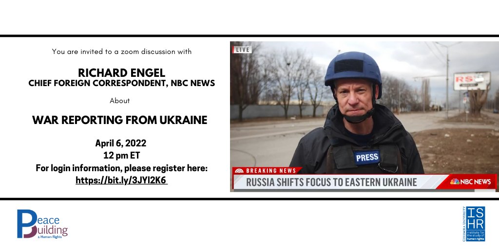 Join us tomorrow April 6 at 12pm for an online event with @RichardEngel, Chief Foreign Correspondent for @NBCNews. Register here: bit.ly/3JYl2K6
