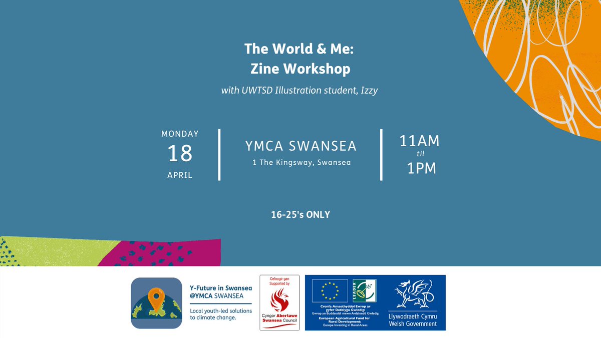 yfutureswansea's tweet photo. Join us for 'The World &amp; Me: Zine Workshop' on the 18th April. Book your space via the link below. 16-25's only.

https://t.co/plzwKRaDv2

#SwanseaRDP #SwanseaCouncil #ESF 

@yfutureswansea @SwanseaCouncil @WelshGovernment @regenswansea https://t.co/fCI4B3iCEG