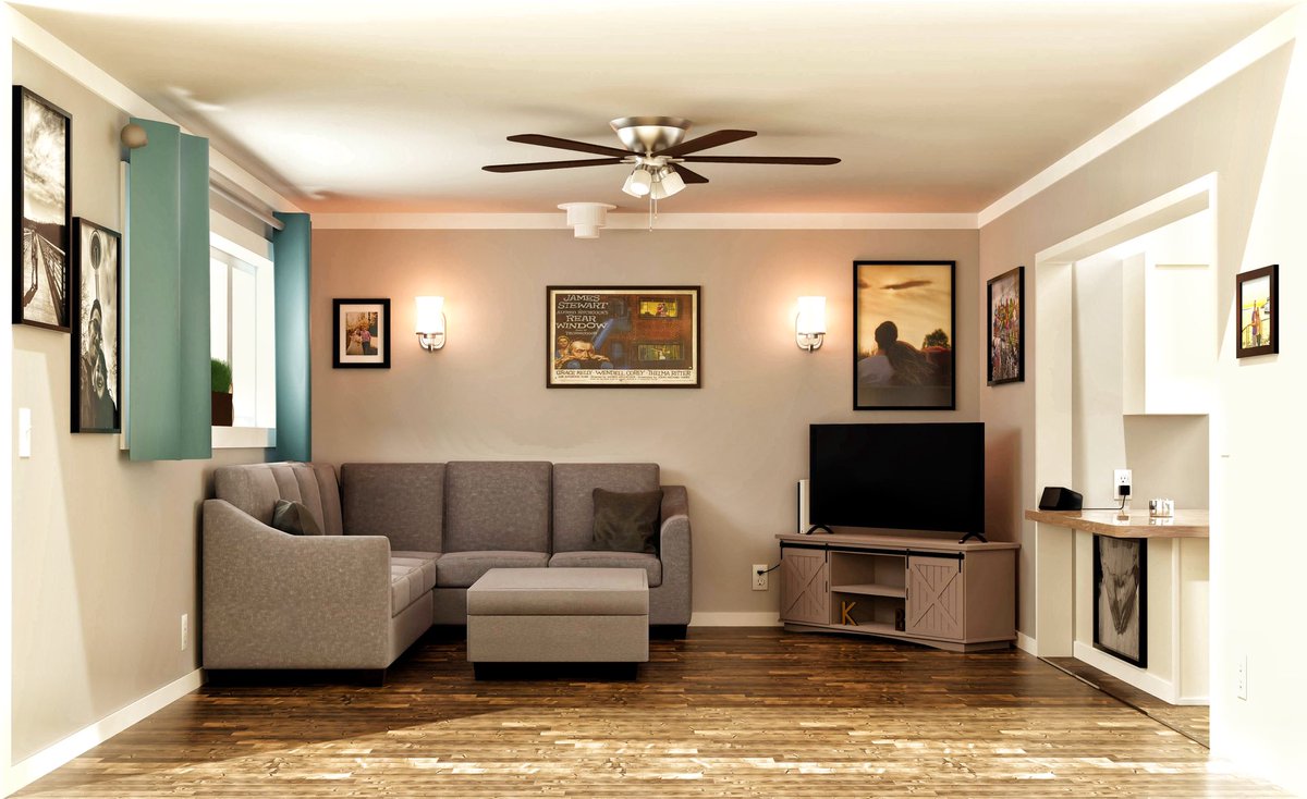 kjstoys's tweet photo. My latest render is something I really wanted to challenge myself with. My wife and I are moving, so I wanted to re-create the living room in Blender, trying to make it as realistic as possible. There are mistakes, but overall, I’m psyched about it. So much more to come! https://t.co/cqE78rt9Tt