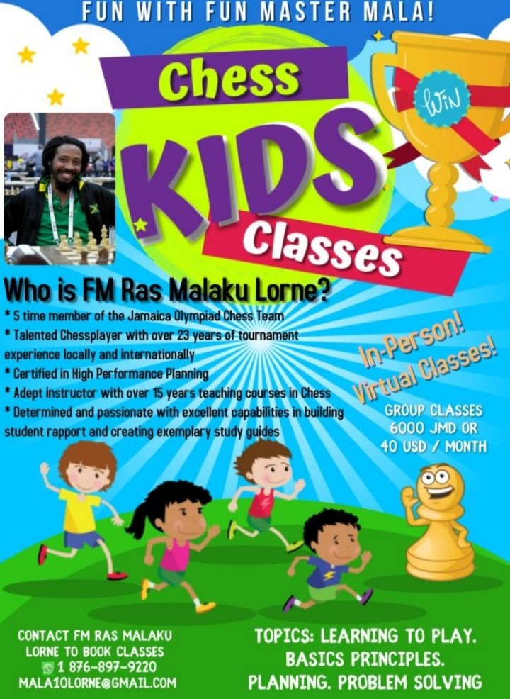 Kids Chess Classes!!♟
#new month #new goals

Book classes with FM Ras Malaku Lorne!! 

#fun
#chessnotcheckers
#learningthroughplay 
#groupclasses
#Individualclasses
#whywait 
#booknow