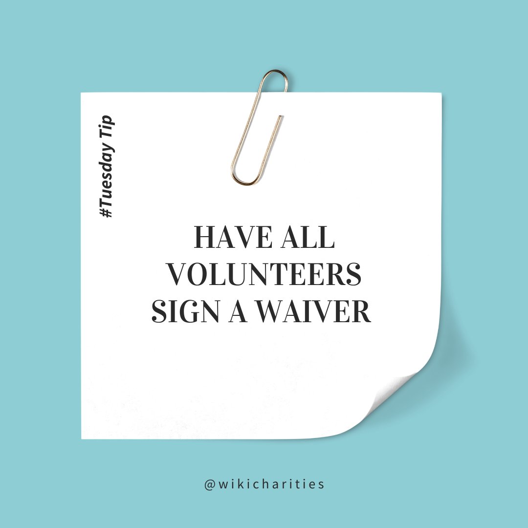 WikiCharities's tweet photo. All volunteers helping a nonprofit should sign a waiver! #volunteers #safety #nonprofits #wikitips https://t.co/G5qmOU0rxt